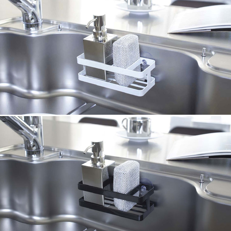 スポンジ＆ボトルホルダー タワー 山崎実業 tower ホワイト/ブラック 6771 6772 タワーシリーズ