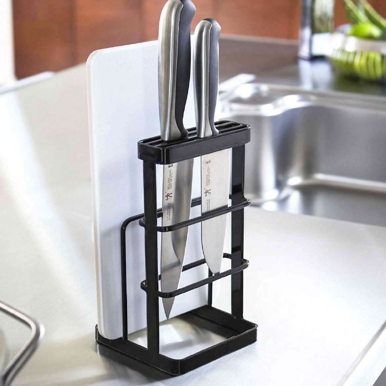 まな板スタンド カッティングボード＆ナイフスタンド タワー 山崎実業 tower ホワイト/ブラック 6775 6776 タワーシリーズ