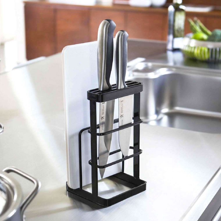 まな板スタンド カッティングボード＆ナイフスタンド タワー 山崎実業 tower ホワイト/ブラック 6775 6776 タワーシリーズ