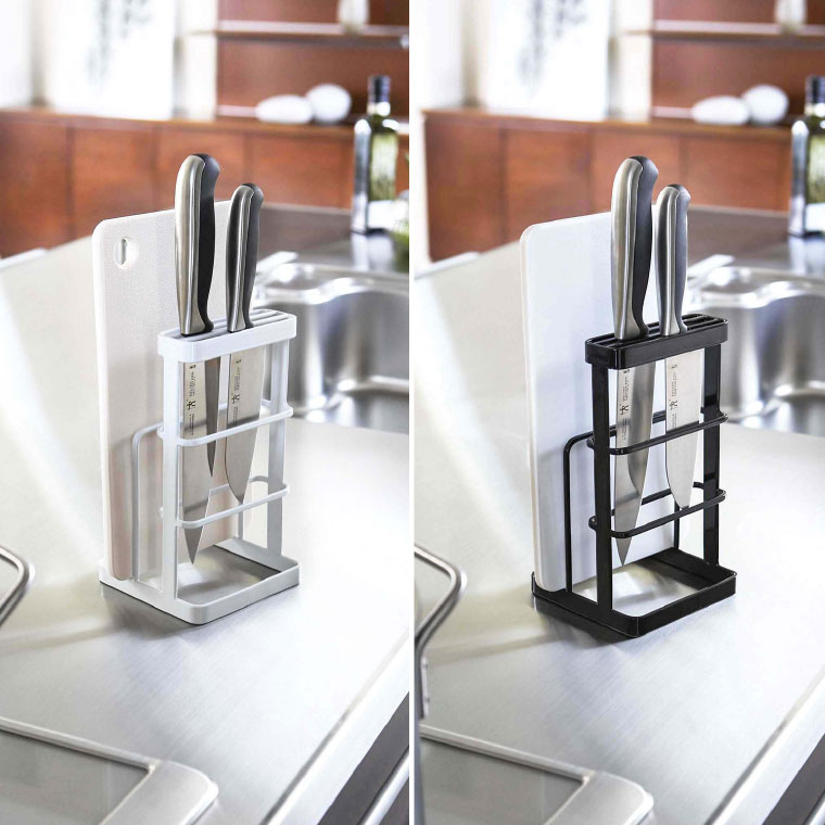 まな板スタンド カッティングボード＆ナイフスタンド タワー 山崎実業 tower ホワイト/ブラック 6775 6776 タワーシリーズ