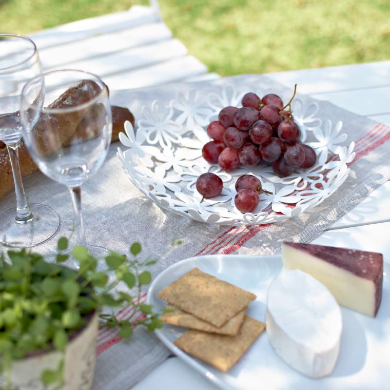 フラワーバスケット 山崎実業 フルーツボウル ホワイト 6973 タワーシリーズ