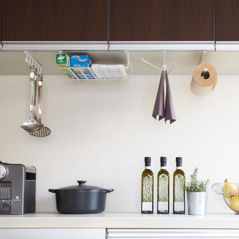 戸棚下収納ラック Ｌ タワー 山崎実業 tower ホワイト/ブラック 7111 7112 タワーシリーズ