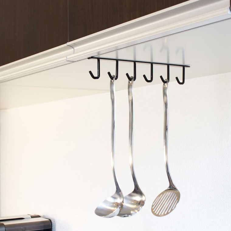 戸棚下キッチンツールフック タワー 山崎実業 tower ホワイト/ブラック 7117 7118 タワーシリーズ