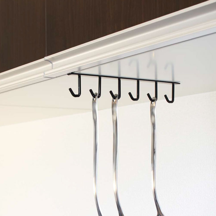 戸棚下キッチンツールフック タワー 山崎実業 tower ホワイト/ブラック 7117 7118 タワーシリーズ