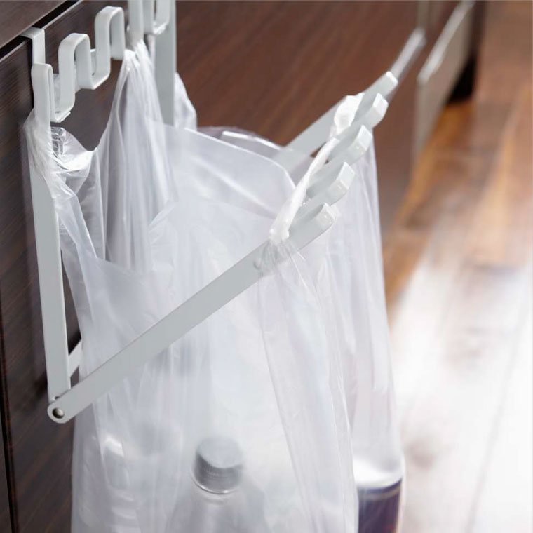 レジ袋ハンガー タワー 山崎実業 tower ゴミ箱 ホワイト/ブラック 7133 7134 タワーシリーズ