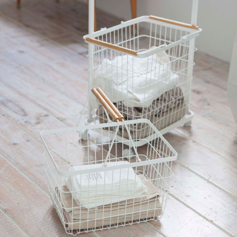 ランドリーワゴン＋バスケット トスカ 山崎実業 tosca ホワイト 3300