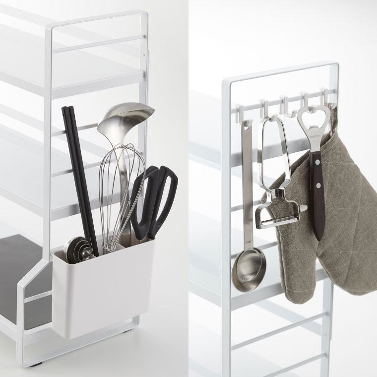 コンロ奥ラック ３段 タワー 山崎実業 tower ホワイト ブラック 3593 3594