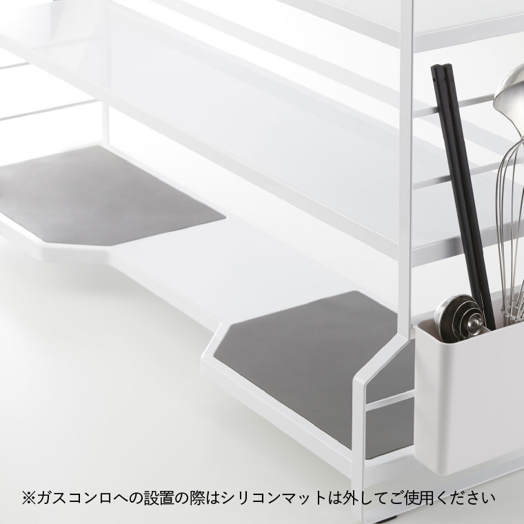 コンロ奥ラック ３段 タワー 山崎実業 tower ホワイト ブラック 3593 3594