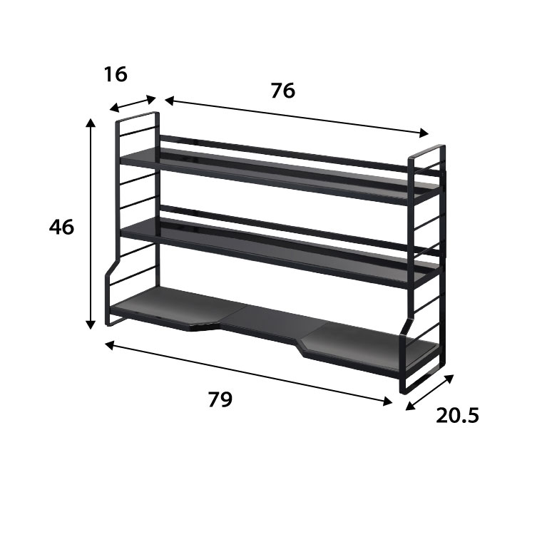 コンロ奥ラック ３段 タワー 山崎実業 tower ホワイト ブラック 3593 3594