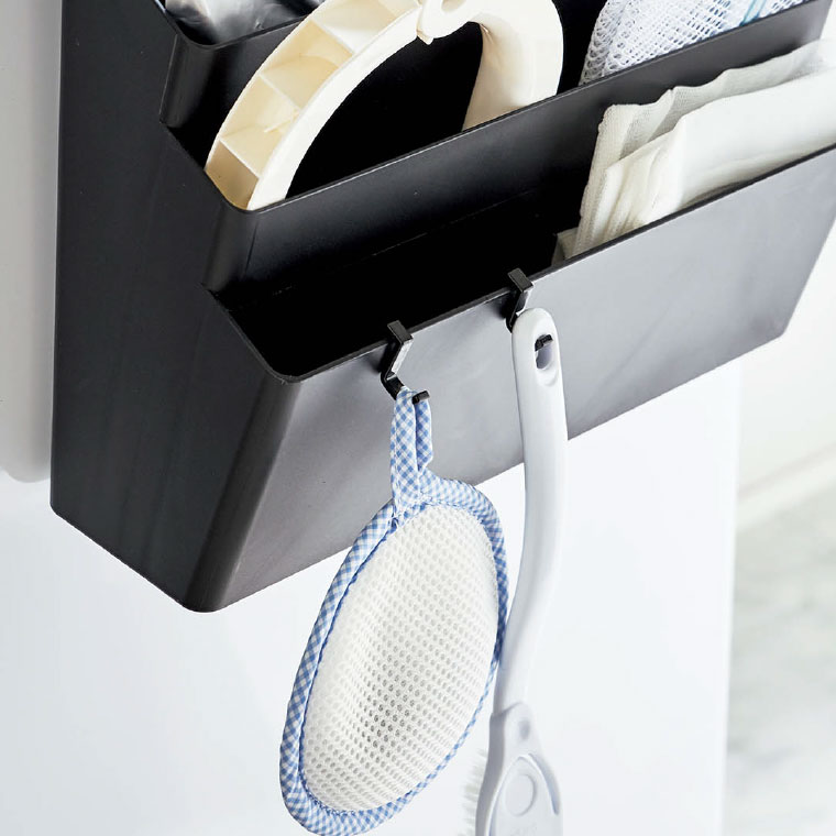 洗濯機横マグネット収納ポケット ３段 タワー 山崎実業 tower 収納ケース ホワイト/ブラック 4296 4297 タワーシリーズ