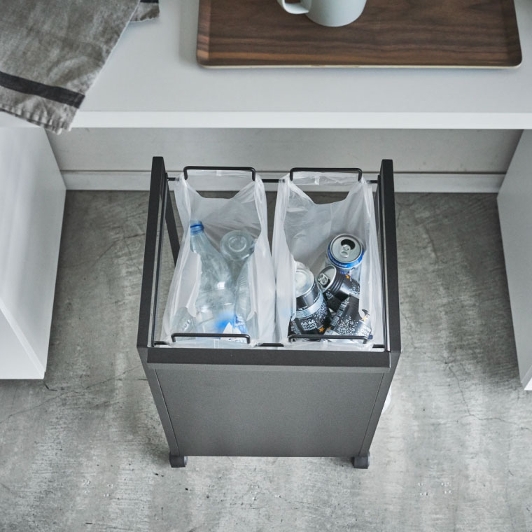 目隠し分別ダストワゴン ２分別 タワー 山崎実業 tower ホワイト ブラック 4330 4331