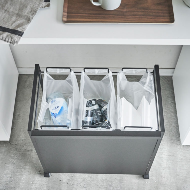 目隠し分別ダストワゴン ３分別 タワー 山崎実業 tower ホワイト ブラック 4332 4333