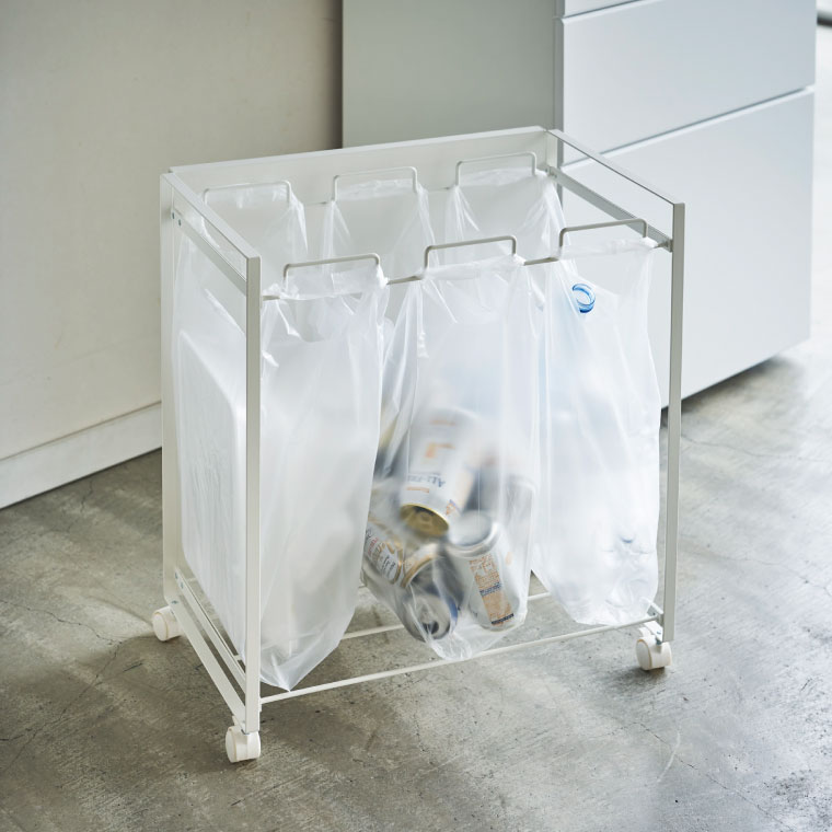 目隠し分別ダストワゴン ３分別 タワー 山崎実業 tower ホワイト ブラック 4332 4333