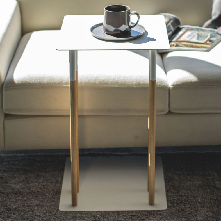 差し込みサイドテーブル プレーン 山崎実業 PLAIN ホワイト ブラック 4803 4804