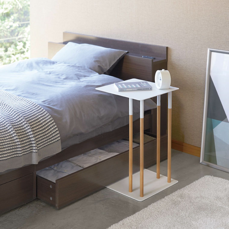 差し込みサイドテーブル プレーン 山崎実業 PLAIN ホワイト ブラック 4803 4804