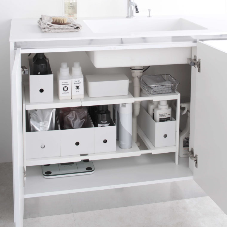 伸縮シンク下ラック ２段 Ｄ３０ タワー 山崎実業 tower ホワイト ブラック 4948 4949