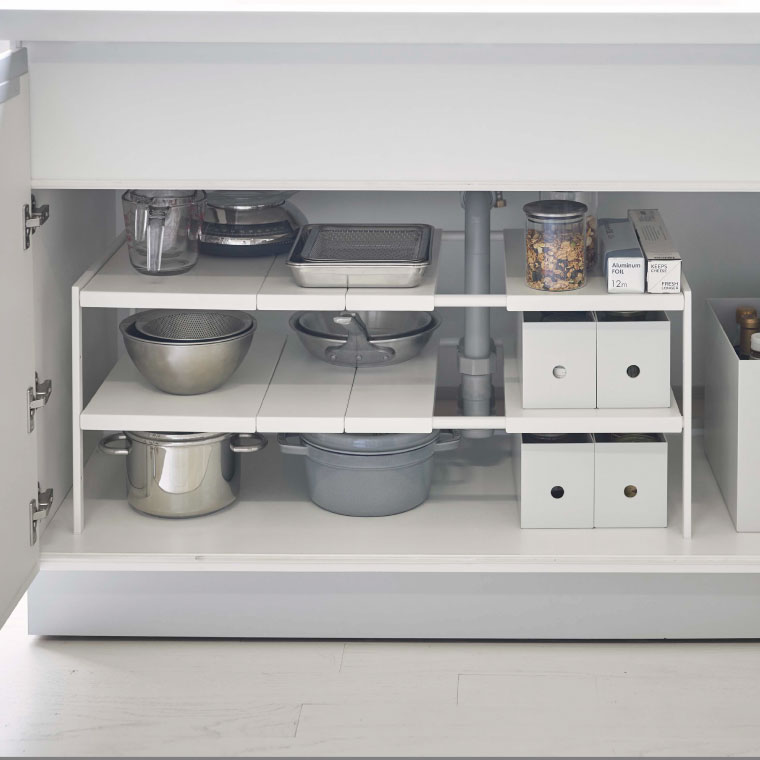 伸縮シンク下ラック ２段 Ｄ４０ タワー 山崎実業 tower ホワイト ブラック 4950 4951