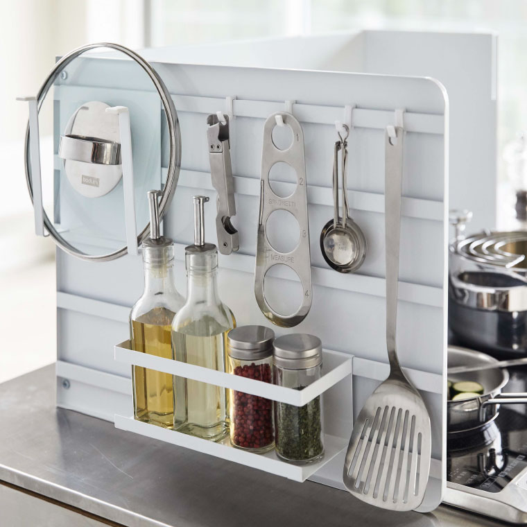 伸縮レンジガード タワー 山崎実業 tower ホワイト ブラック 4974 4975 / コンロカバー キッチン 油はね防止 タワーシリーズ