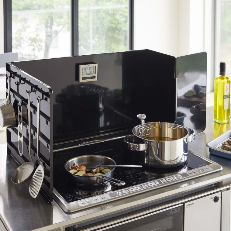 伸縮レンジガード タワー 山崎実業 tower ホワイト ブラック 4974 4975 / コンロカバー キッチン 油はね防止 タワーシリーズ