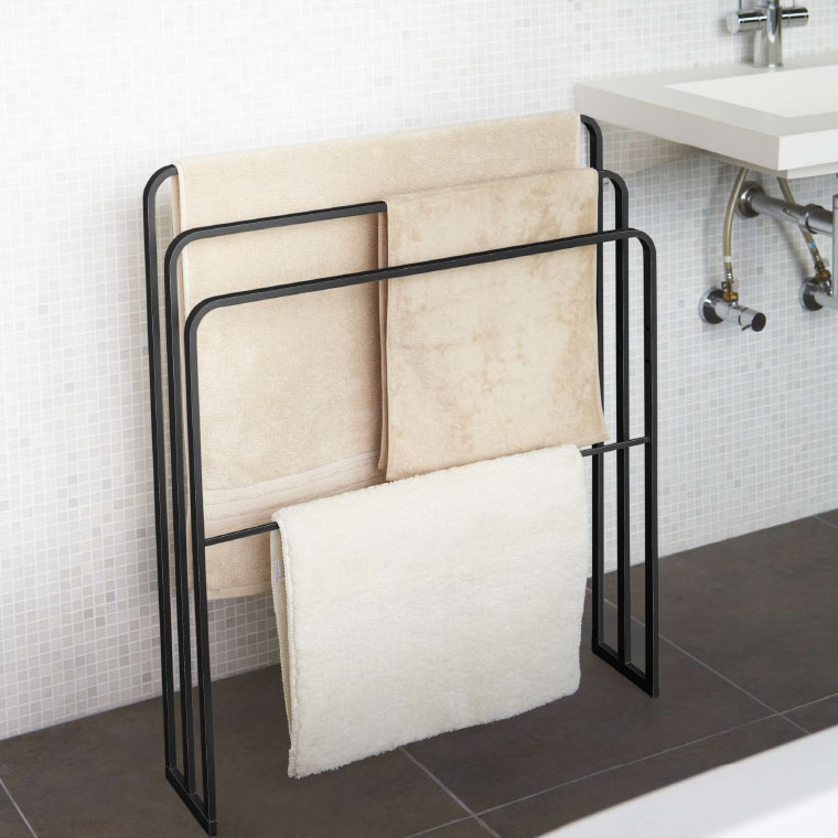 横から掛けられるバスタオルハンガー ３連 タワー 山崎実業 tower ホワイト ブラック 4979 4980