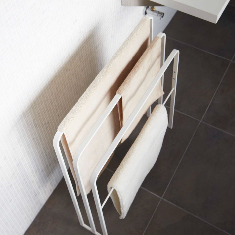 横から掛けられるバスタオルハンガー ３連 タワー 山崎実業 tower ホワイト ブラック 4979 4980