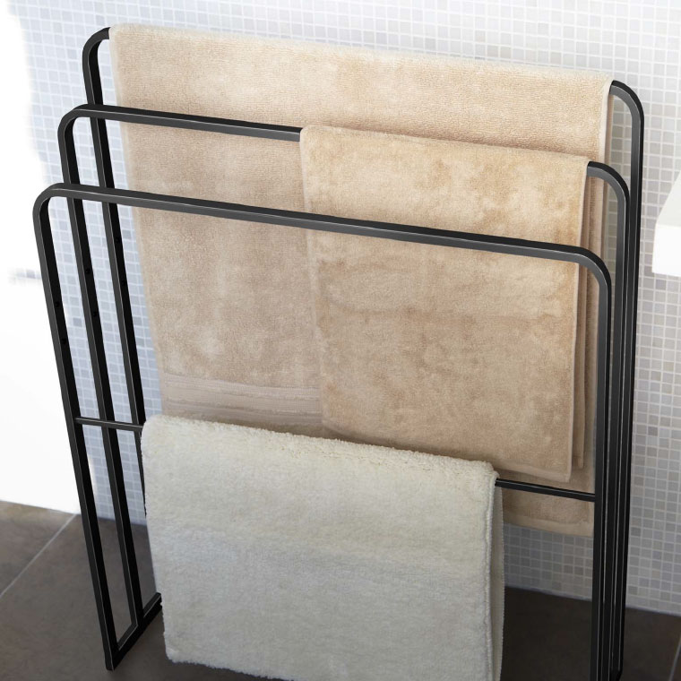 横から掛けられるバスタオルハンガー ３連 タワー 山崎実業 tower ホワイト ブラック 4979 4980
