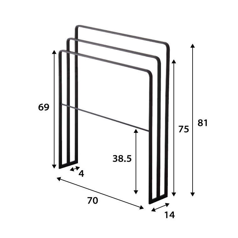 横から掛けられるバスタオルハンガー ３連 タワー 山崎実業 tower ホワイト ブラック 4979 4980