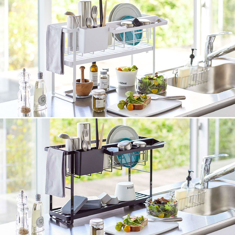 スリムスリーウェイ水切りワイヤーバスケット 2段 タワー 山崎実業 tower ホワイト ブラック 5070 5071