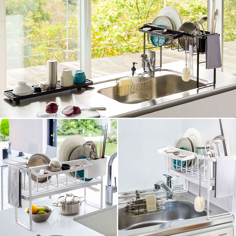 スリムスリーウェイ水切りワイヤーバスケット 2段 タワー 山崎実業 tower ホワイト ブラック 5070 5071