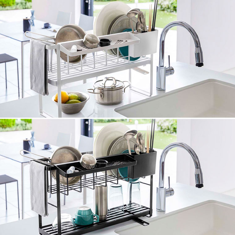 スリムスリーウェイ水切りワイヤーバスケット 2段 タワー 山崎実業 tower ホワイト ブラック 5070 5071