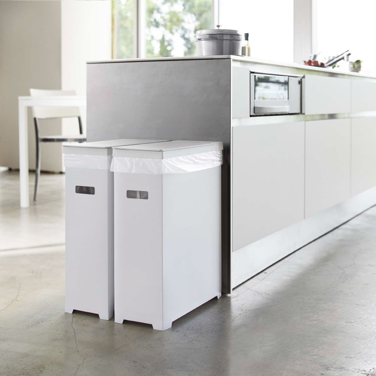 ゴミ箱 スリム蓋付きゴミ箱 ２個組 タワー 山崎実業 tower ホワイト/ブラック 5205 5206 タワーシリーズ