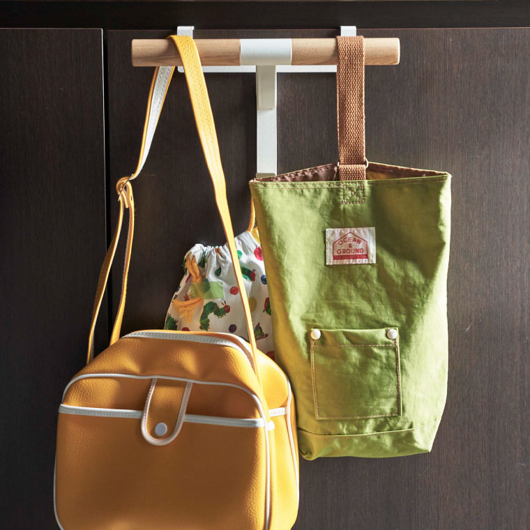 ランドセルラック 下駄箱扉ランドセル＆リュックハンガー リン 山崎実業 rin ブラウン/ナチュラル 5240 5241 タワーシリーズ