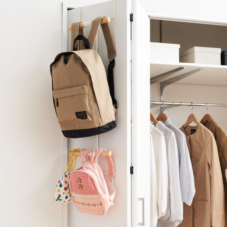 ランドセルラック ランドセル＆リュックハンガー２段 リン 山崎実業 rin ブラウン/ナチュラル 5244 5245 タワーシリーズ