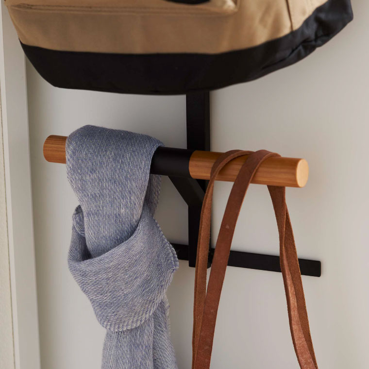 ランドセルラック ランドセル＆リュックハンガー２段 リン 山崎実業 rin ブラウン/ナチュラル 5244 5245 タワーシリーズ