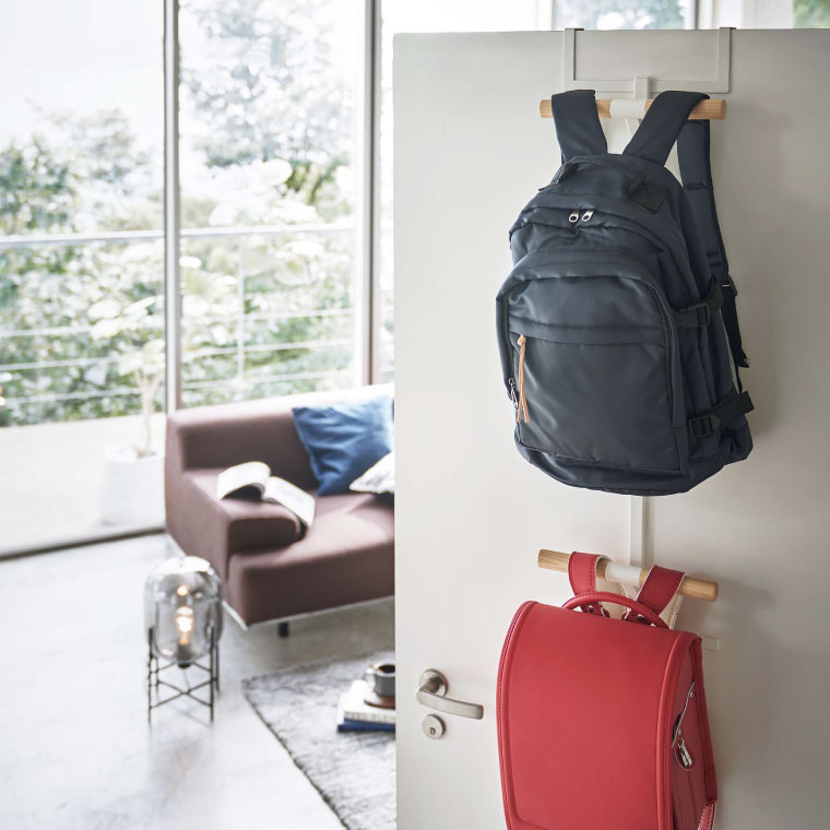 ランドセルラック ランドセル＆リュックハンガー２段 リン 山崎実業 rin ブラウン/ナチュラル 5244 5245 タワーシリーズ