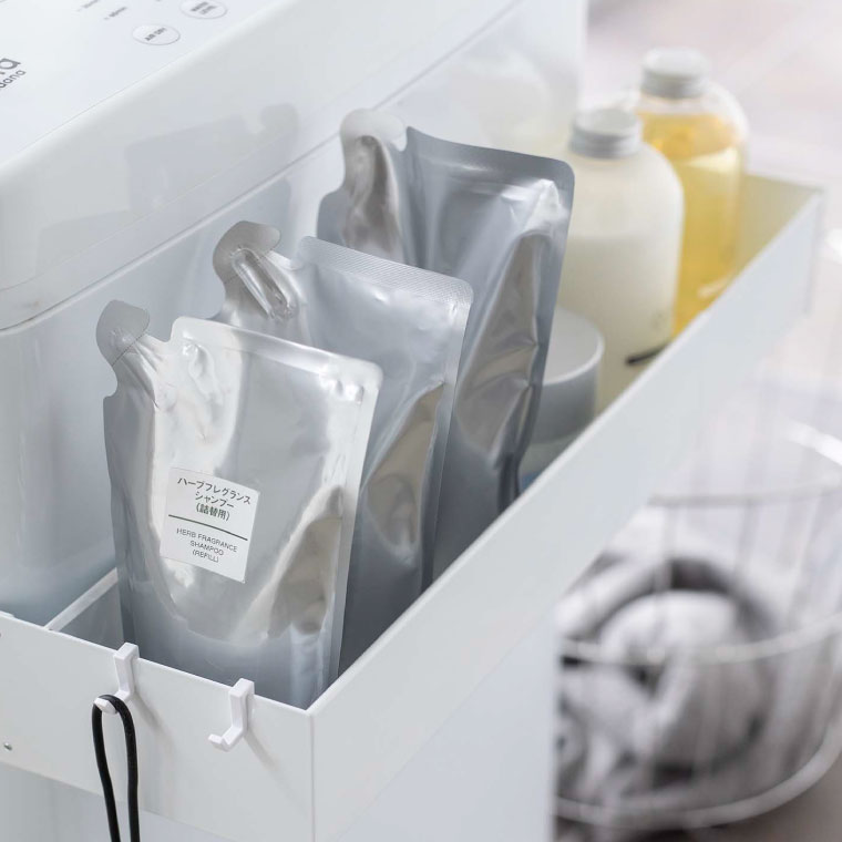 マグネット伸縮洗濯機ラック タワー 山崎実業 tower ホワイト/ブラック 5272 5273 タワーシリーズ マグネット