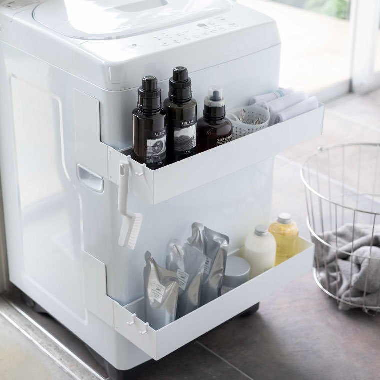 マグネット伸縮洗濯機ラック タワー 山崎実業 tower ホワイト/ブラック 5272 5273 タワーシリーズ マグネット