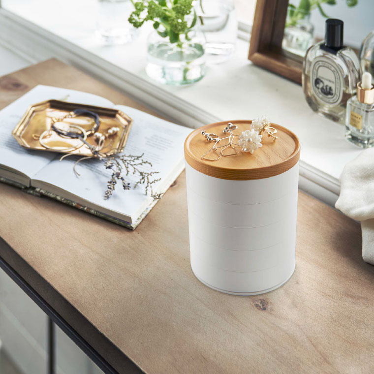 蓋付きアクセサリートレー ５段 トスカ 山崎実業 tosca ホワイト 5312 タワーシリーズ