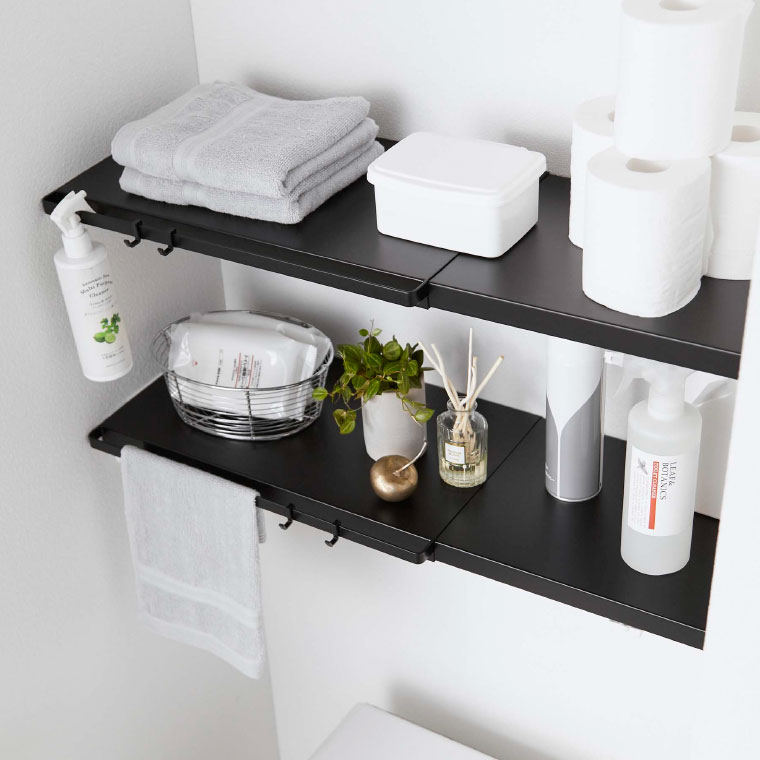 伸縮 つっぱり棒用棚板 Ｌ タワー 山崎実業 tower ホワイト/ブラック 5322 5323 タワーシリーズ