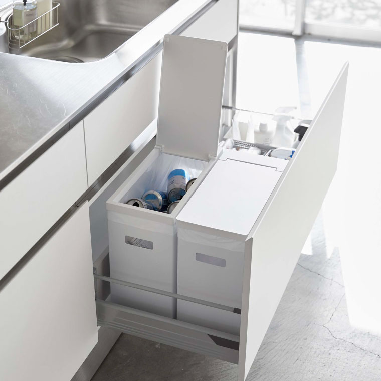 シンク下蓋付きゴミ箱 ２個組 タワー 山崎実業 tower ゴミ箱 ホワイト/ブラック 5335 5336 タワーシリーズ