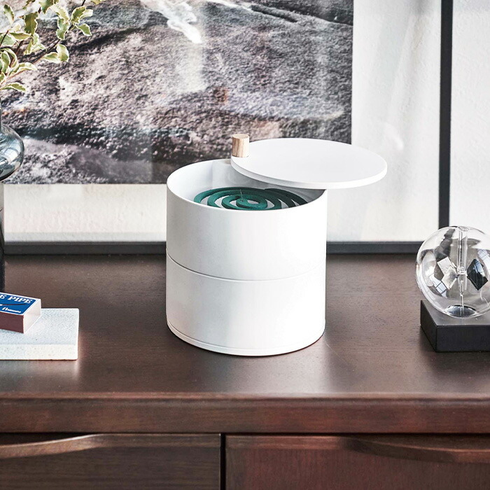 収納トレー付き蚊遣り タワー 山崎実業 tower 蚊取り線香ホルダー ホワイト/ブラック 5343 5344 towerシリーズ