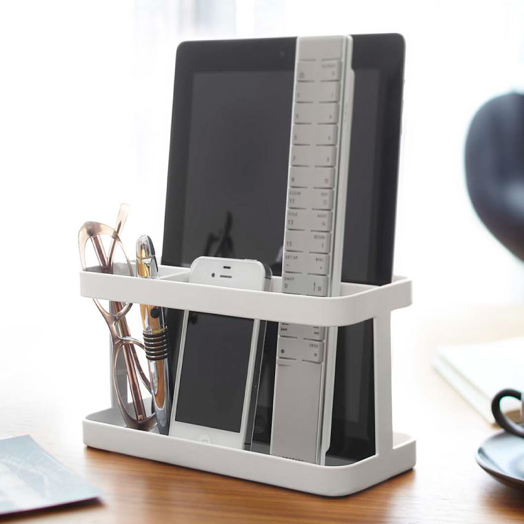 タブレット＆リモコンラック タワー 山崎実業 tower ホワイト/ブラック 7303 7304 タワーシリーズ