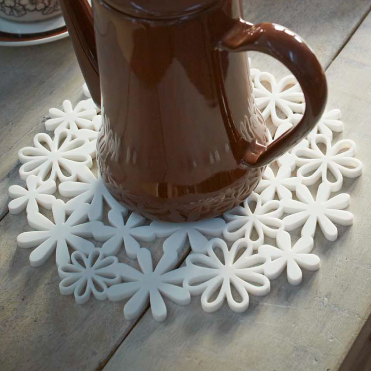 ナベ敷き フラワー 山崎実業 ホワイト/ピンク 7679 7680 タワーシリーズ