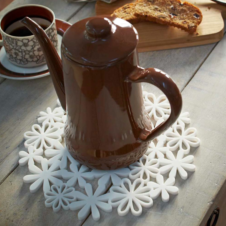 ナベ敷き フラワー 山崎実業 ホワイト/ピンク 7679 7680 タワーシリーズ