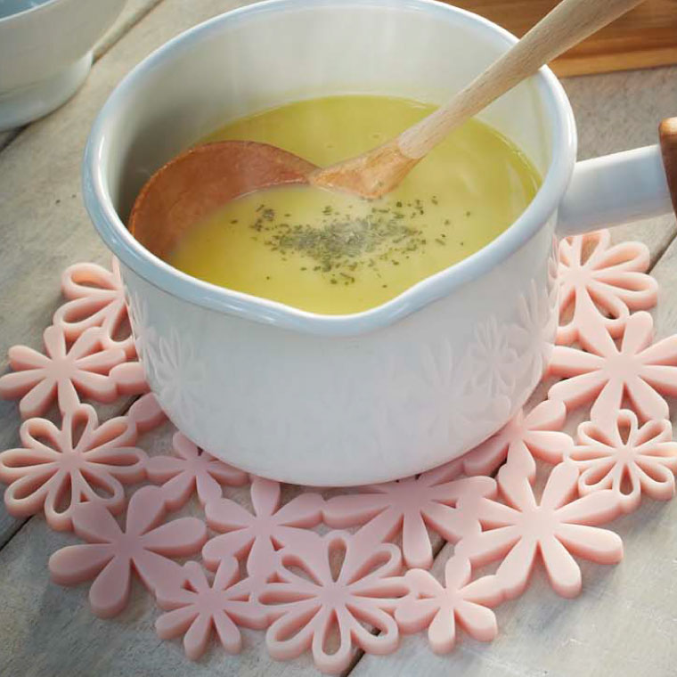 ナベ敷き フラワー 山崎実業 ホワイト/ピンク 7679 7680 タワーシリーズ