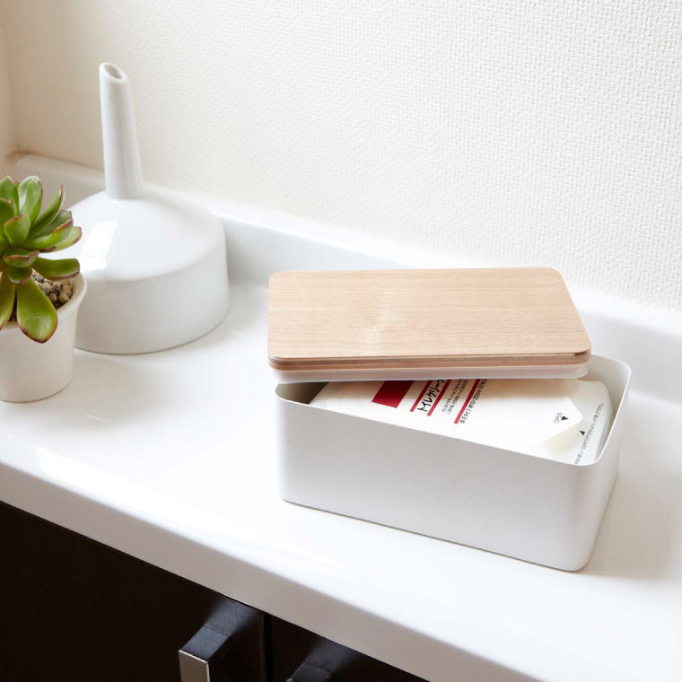 ウェットシートケース リン 山崎実業 RIN ブラウン/ナチュラル 7694 7695 タワーシリーズ