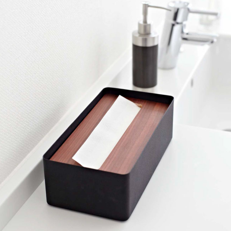 蓋付きティッシュケース Ｌ リン 2個セット 山崎実業 RIN ブラウン/ナチュラル 7729 7730