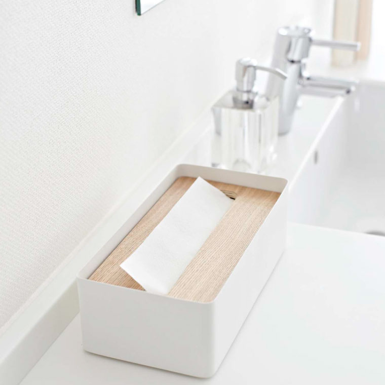 蓋付きティッシュケース Ｌ リン 2個セット 山崎実業 RIN ブラウン/ナチュラル 7729 7730