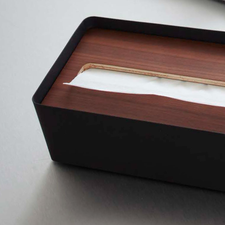 蓋付きティッシュケース Ｌ リン 2個セット 山崎実業 RIN ブラウン/ナチュラル 7729 7730