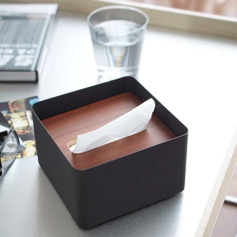 蓋付きティッシュケース Ｓ リン 2個セット 山崎実業 RIN ブラウン/ナチュラル 7731 7732